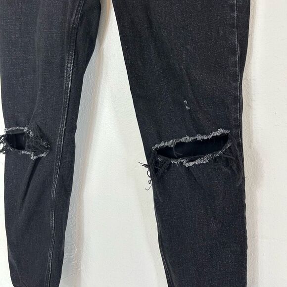 Abercrombie & fitch black mom busted knee curve love denim jean size 24 - Picture 4 of 7